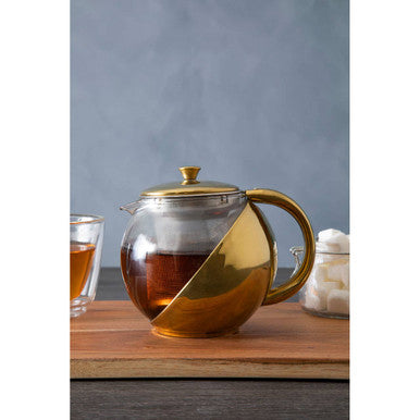 Miller Gold Finish Glass 600 Ml Teapot With Infuser